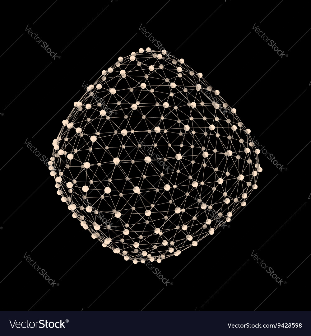 Wireframe-Objekt mit angeschlossenen Leitungen und Punkten