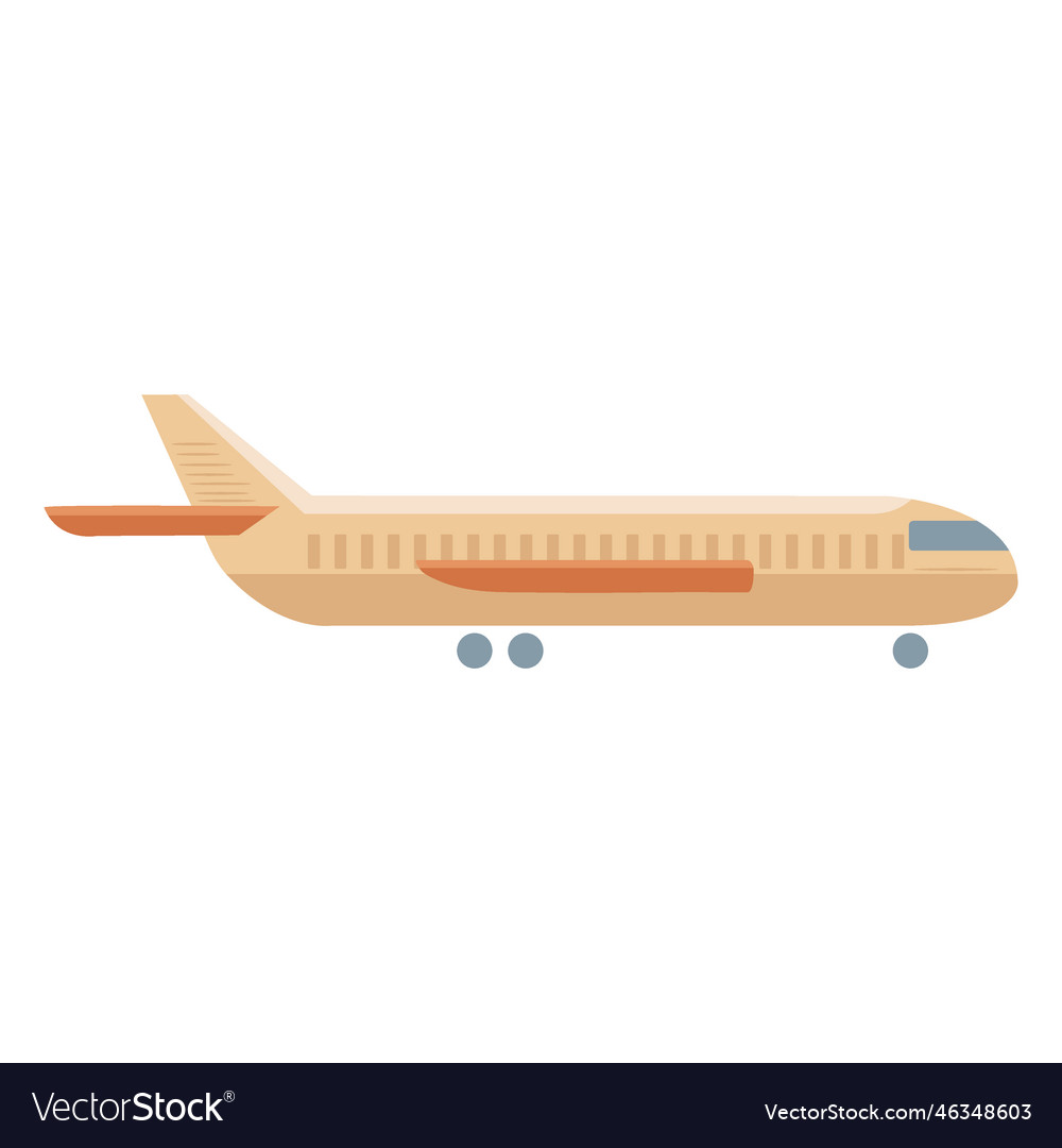 Beige airplane profile icon flat Royalty Free Vector Image