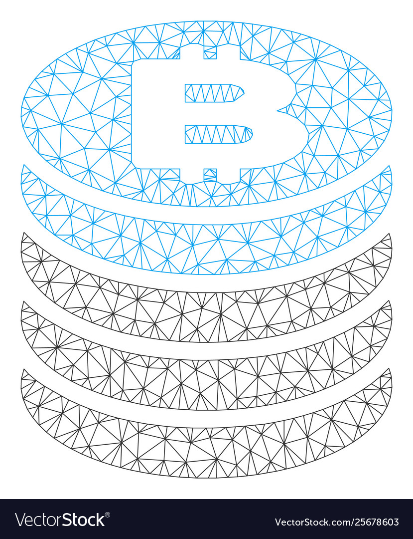 Bitcoin coin stack mesh wire frame model