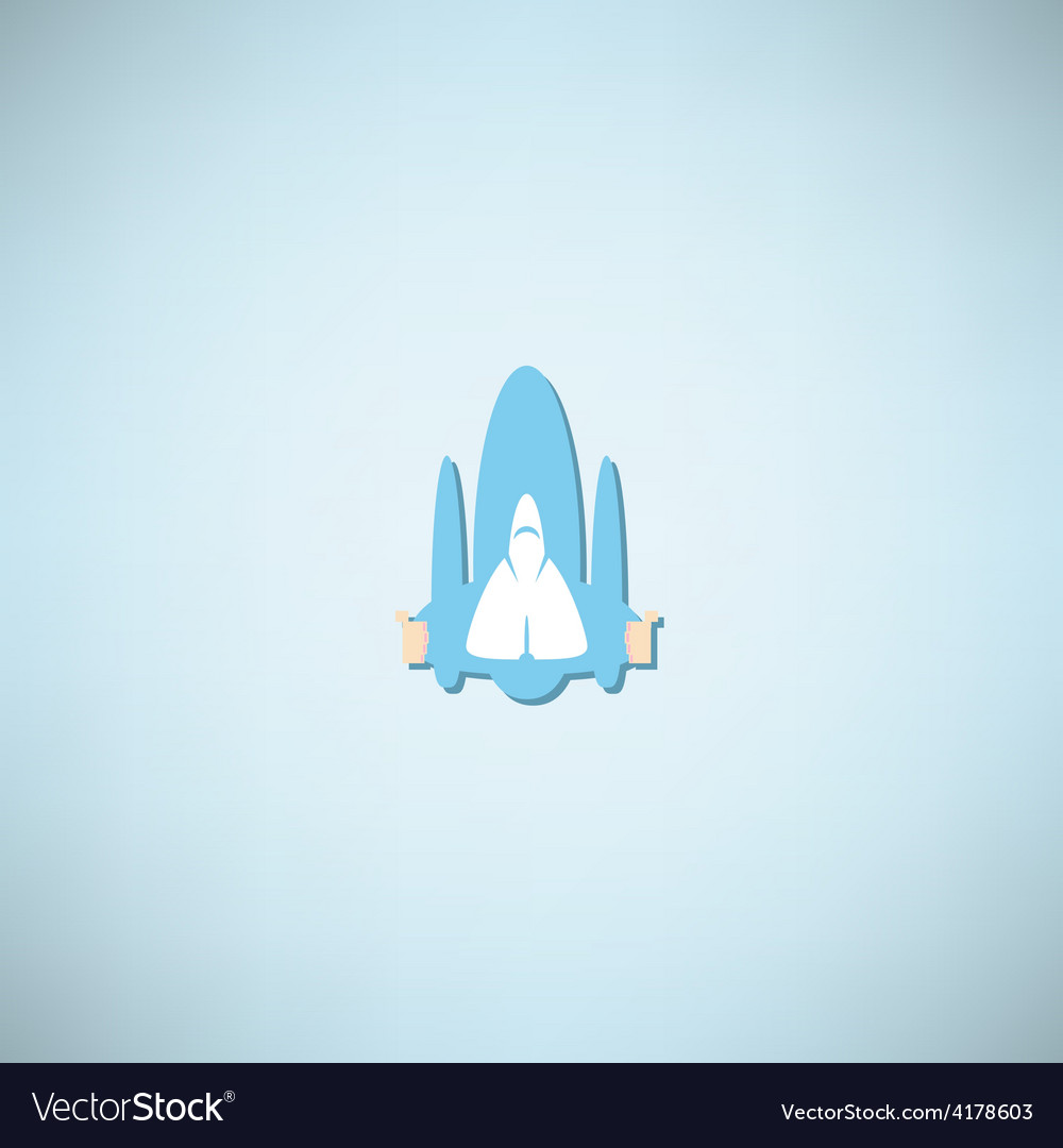 Cartoon doodle hand in spacecraft icon