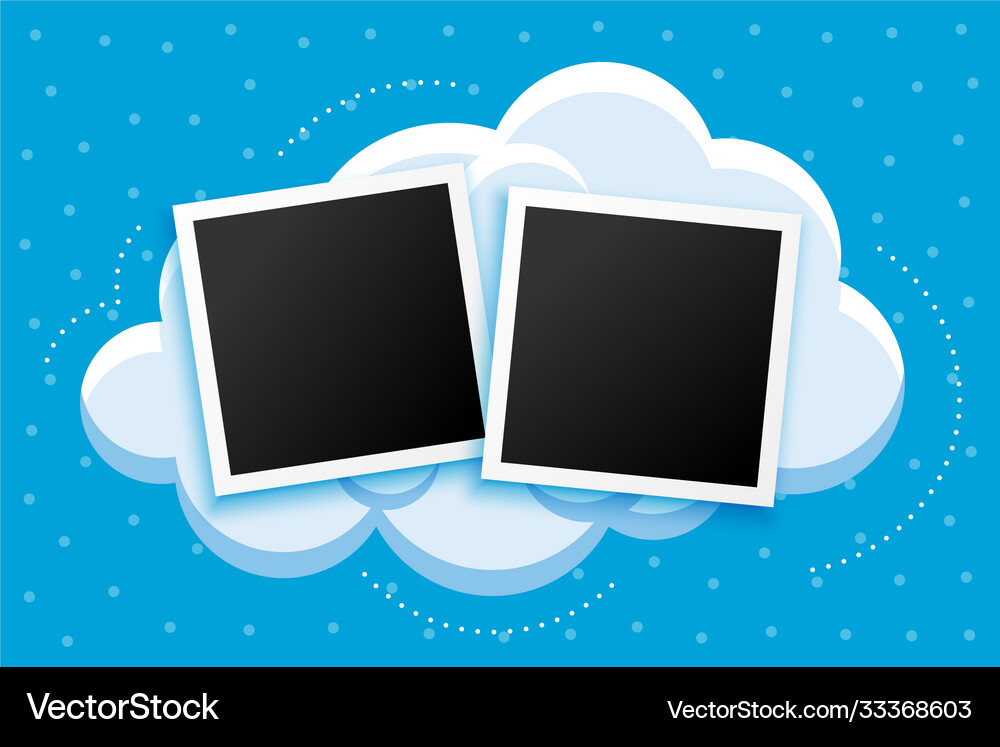 Cartoon style photoframes and clouds background Vector Image