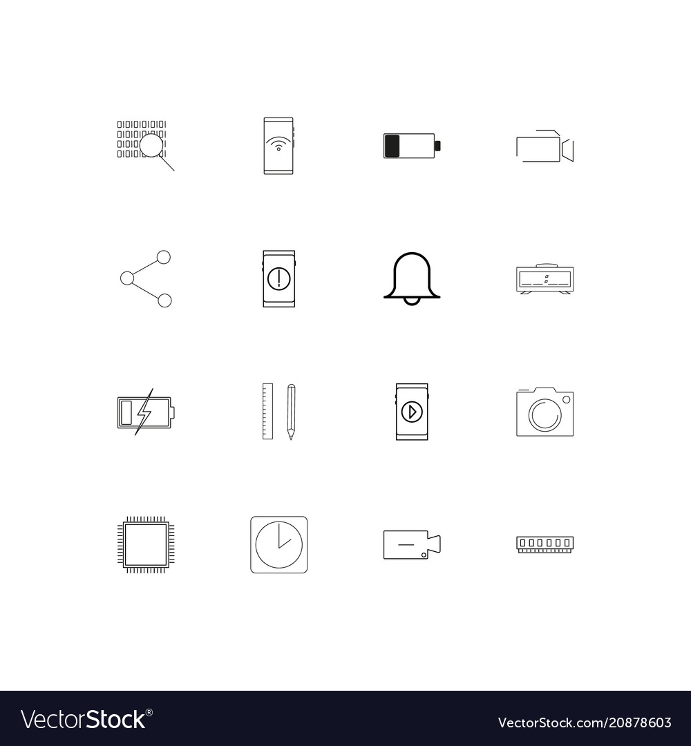 Devices linear thin icons set outlined simple