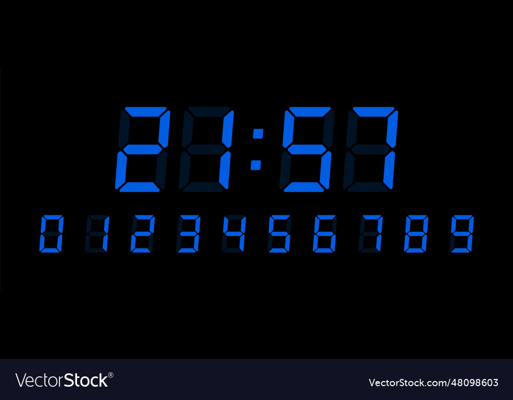 Digital clock number set Vector Image Digital clock number set