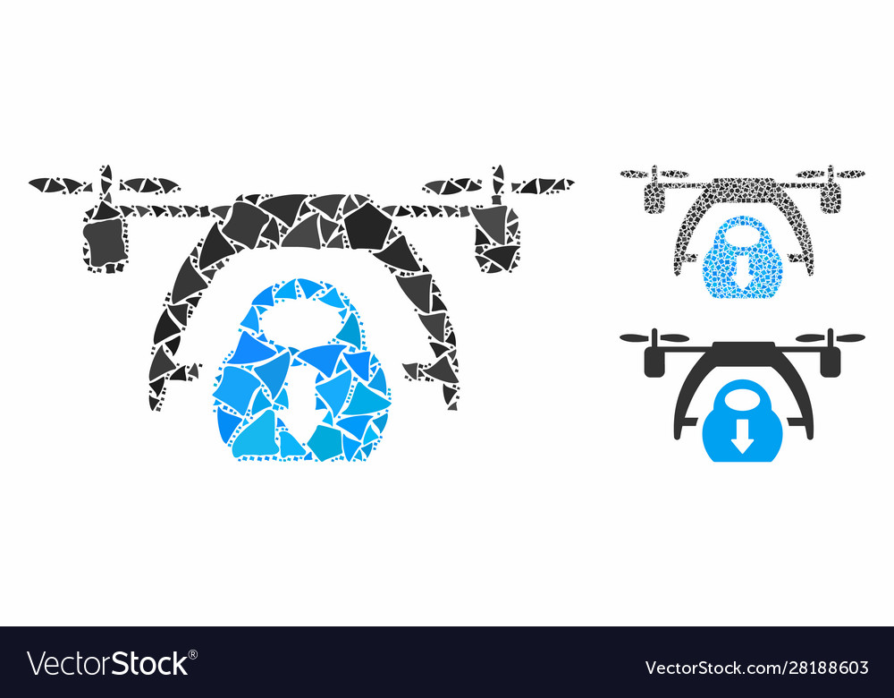 Drone unloading mosaic icon abrupt items Vector Image Drone unloading mosaic icon abrupt items