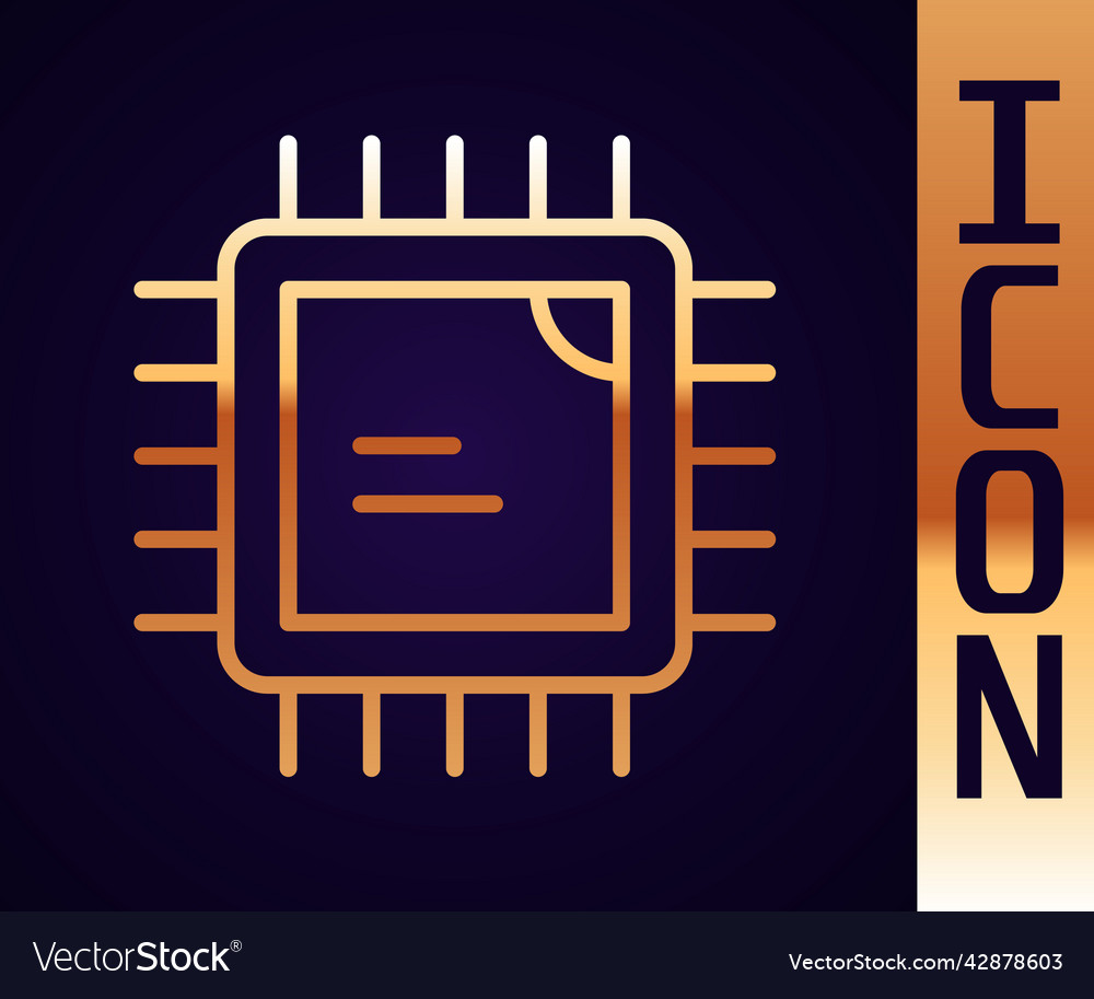 Gold line computer processor with microcircuits vector image Gold line computer processor with microcircuits
