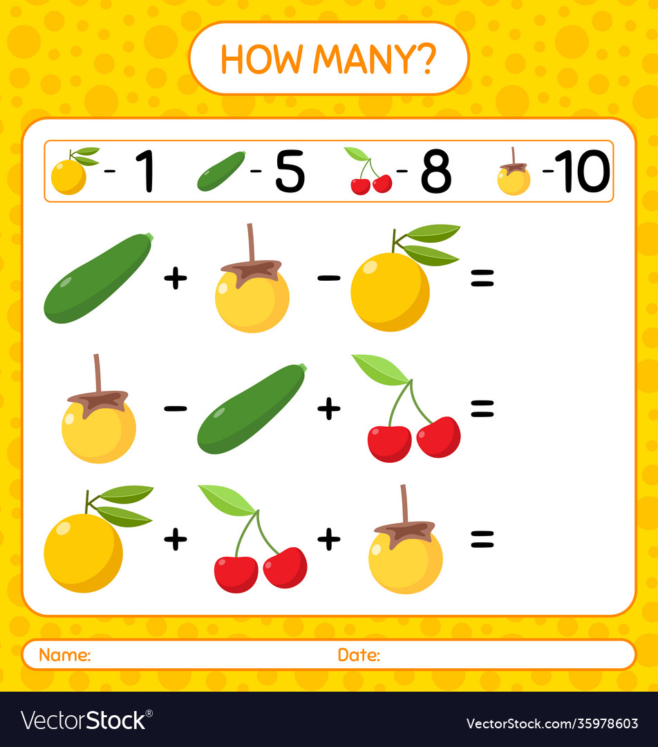 How many counting game with fruit worksheet