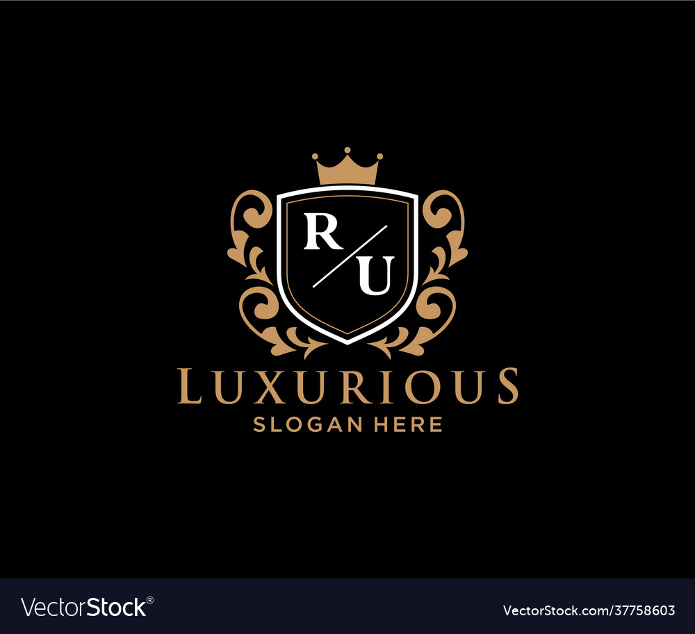 Initial ru letter royal luxury logo template Vector Image