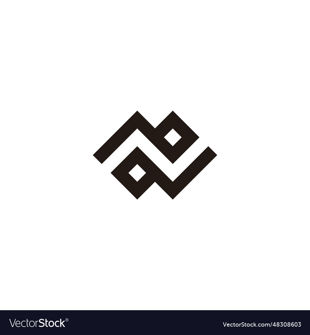 Letter b and q n square geometric symbol simple Vector Image