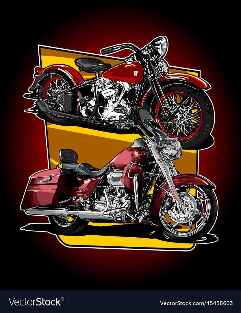 Motorcycle cruiser with yellow graphic background