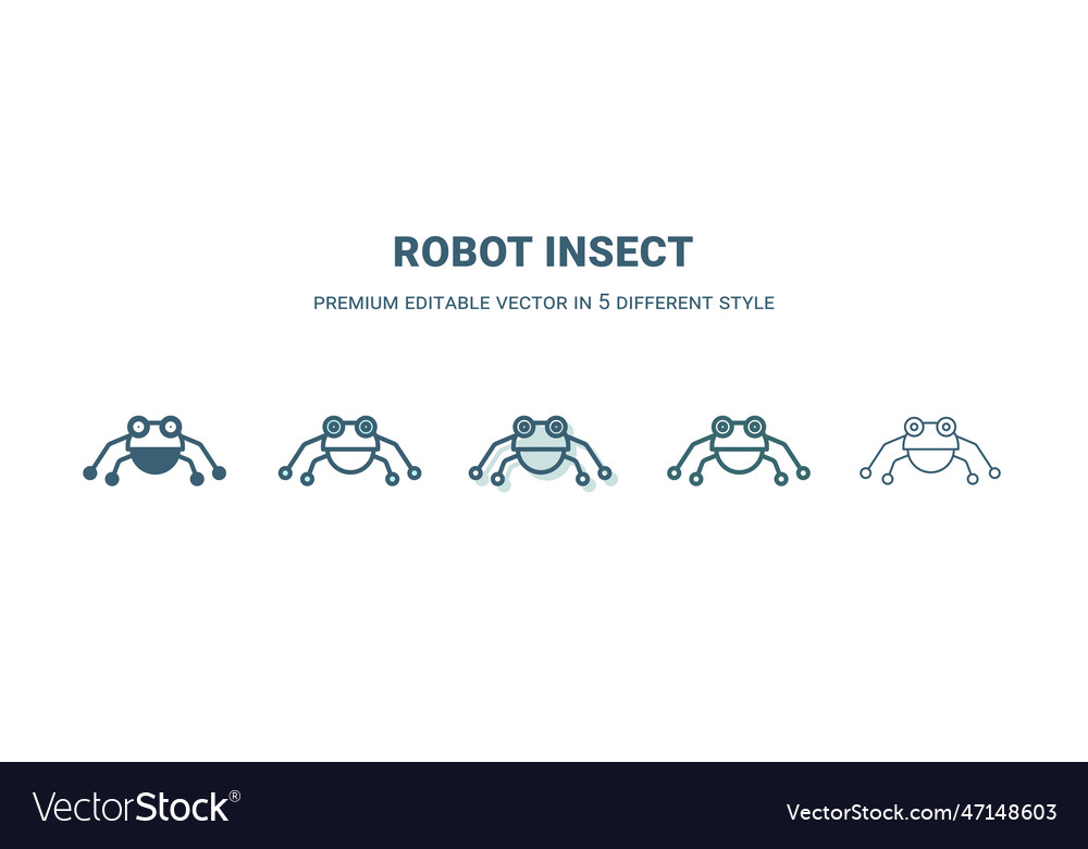 Robot insect icon in 5 different style outline vector image Robot insect icon in 5 different style outline