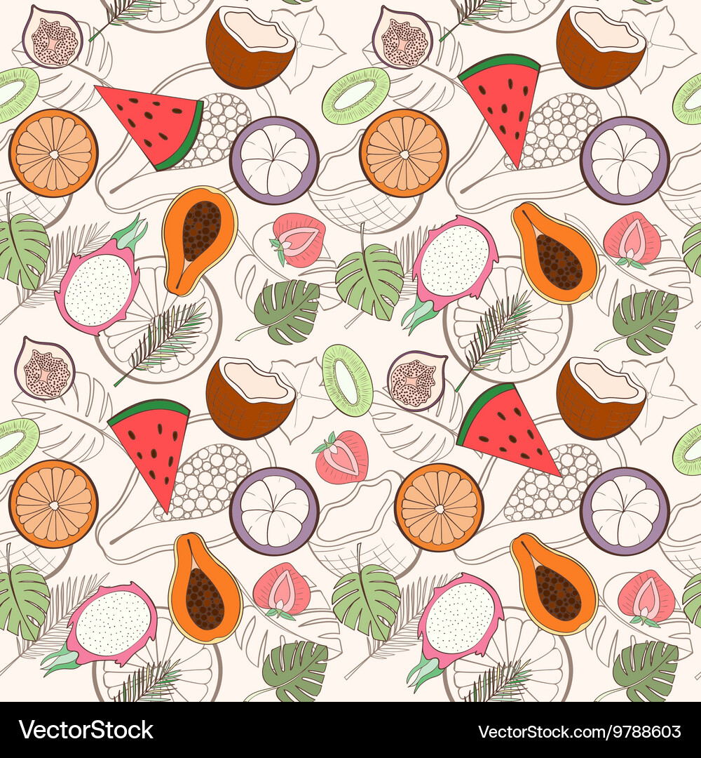 Seamless exotic fruit pattern Royalty Free Vector Image