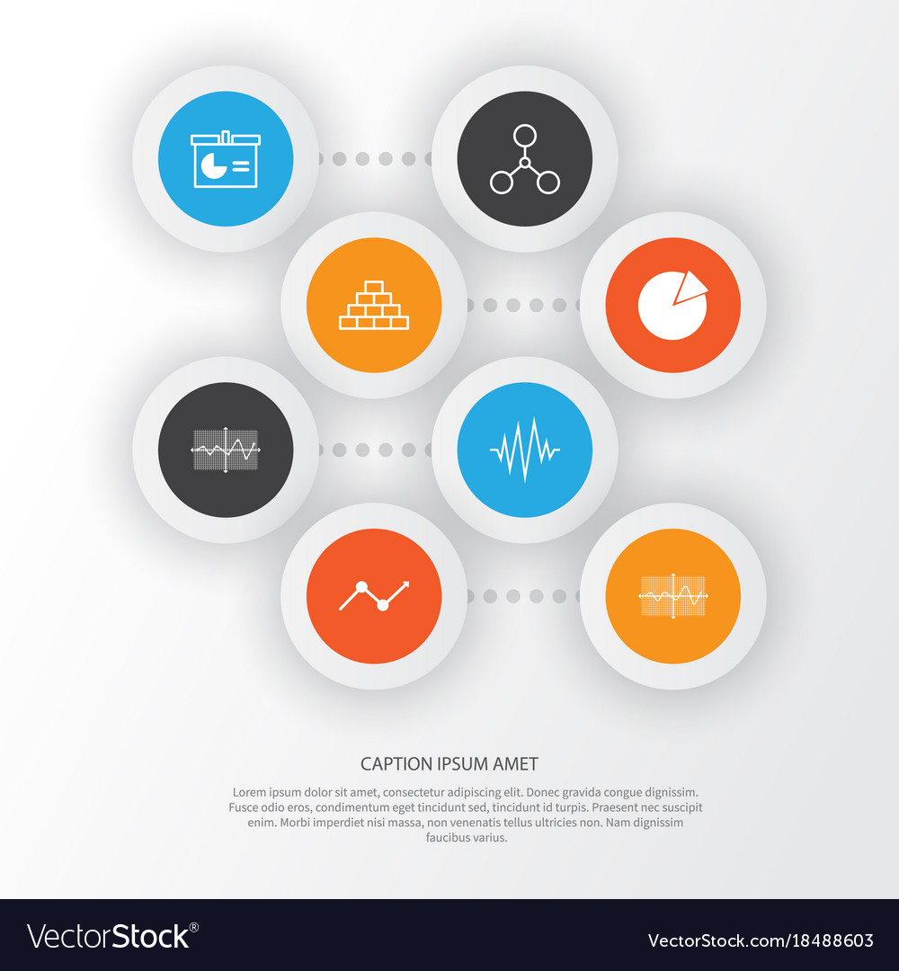 Set of graphs diagrams and statistics icons