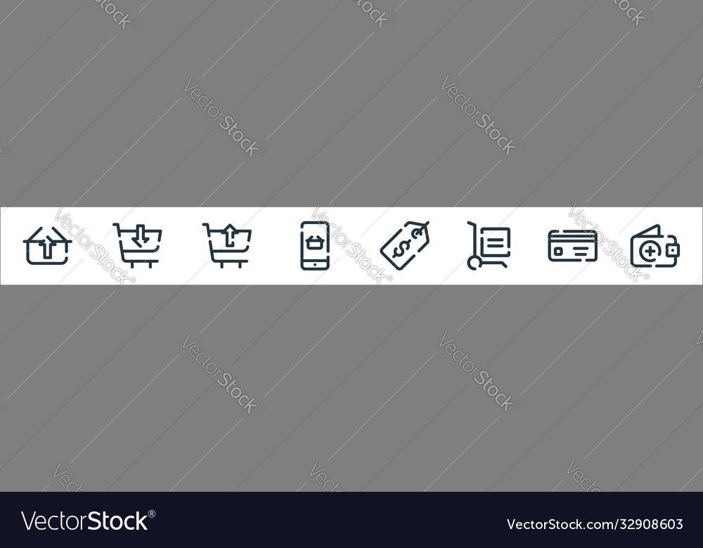 Shopping line icons linear set quality