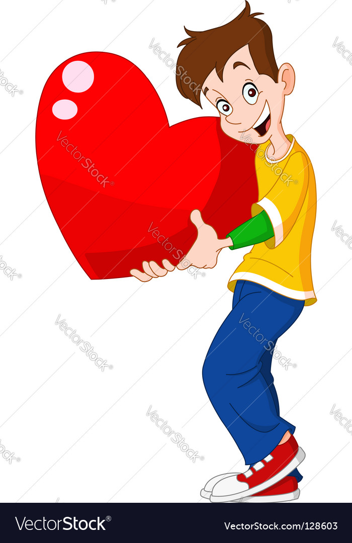 Teenager holding heart valentine Royalty Free Vector Image