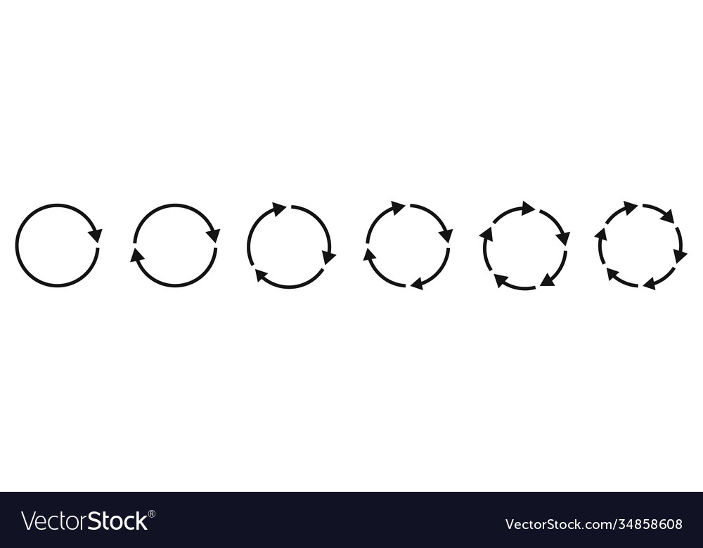 Arrow icons set circular arrows black circle vector image Arrow icons set circular arrows black circle