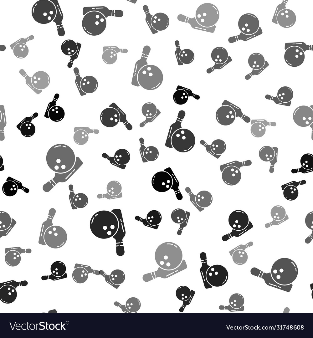 Black bowling pin and ball icon isolated seamless Vector Image