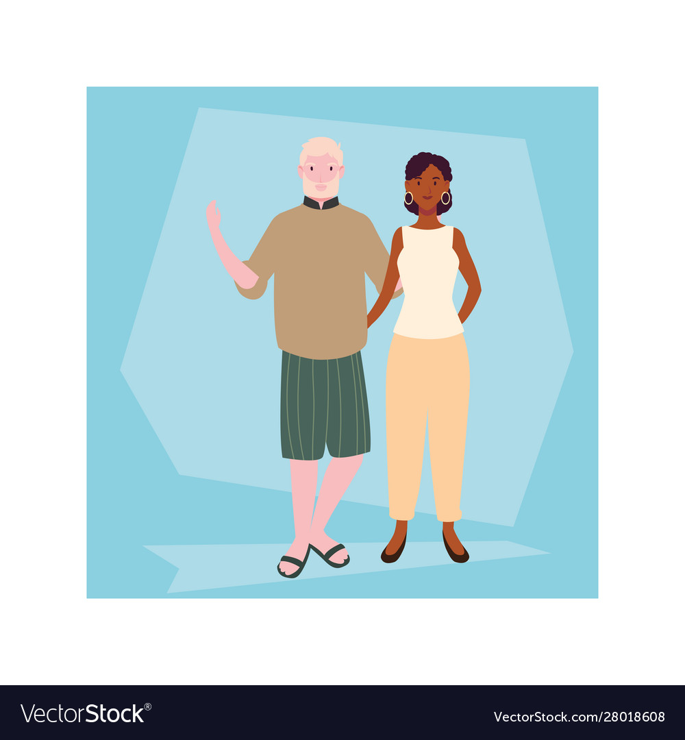 Couple people smiling standing Royalty Free Vector Image