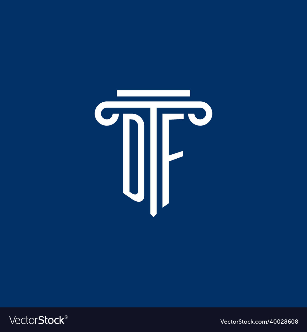 Df initial logo monogram with simple pillar icon