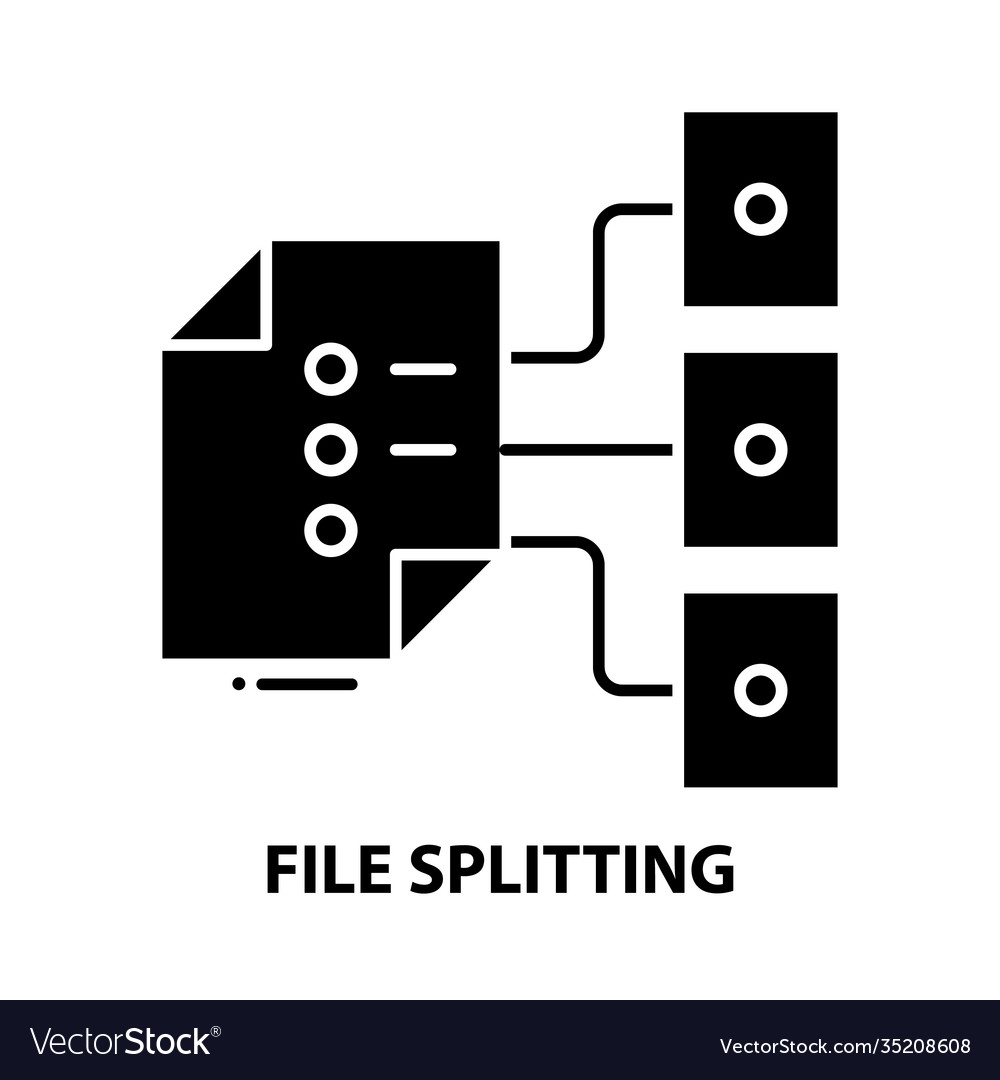 File splitting icon black sign Royalty Free Vector Image