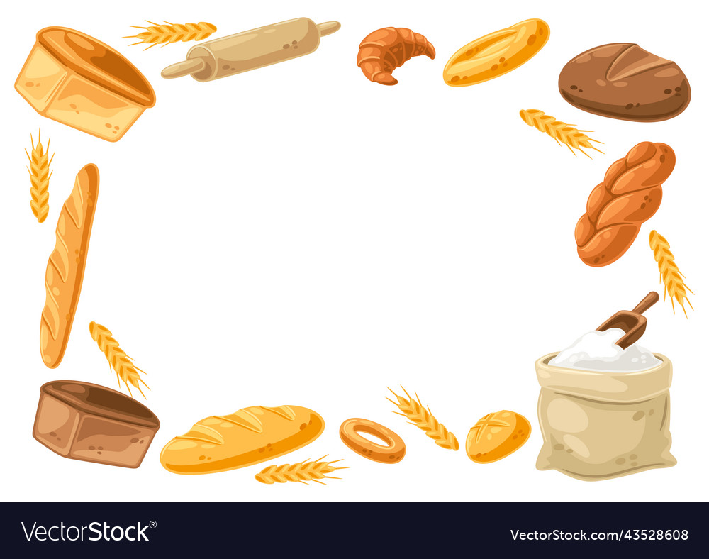 Frame with bread and all for baking image vector image Frame with bread and all for baking image