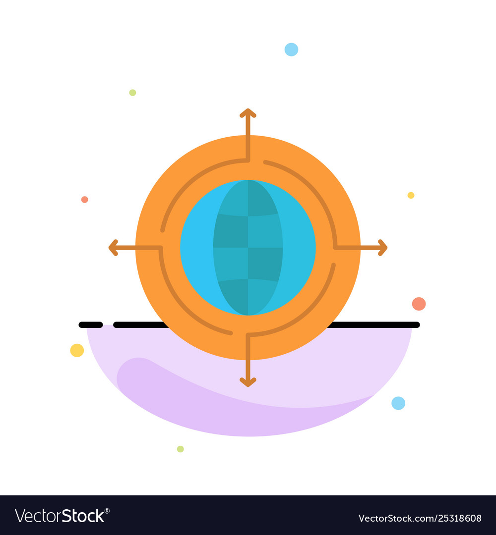 Globe focus target connected abstract flat color