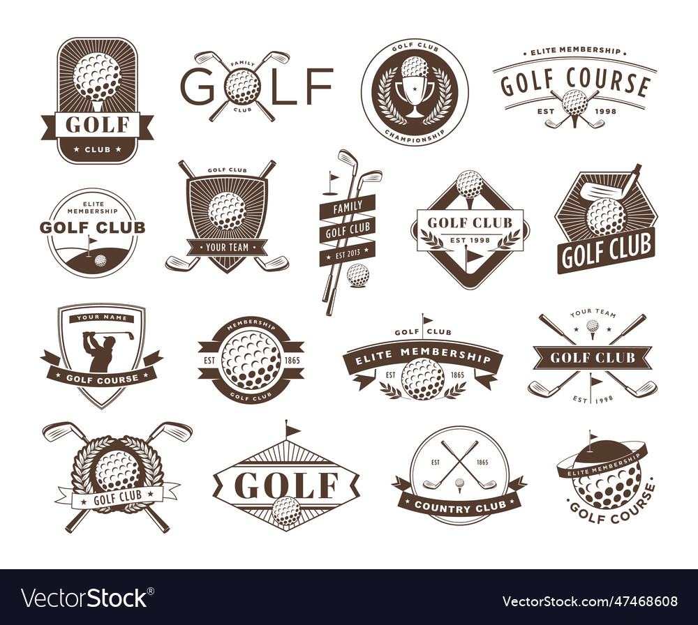 Golf club badges game course emblem ball Vector Image