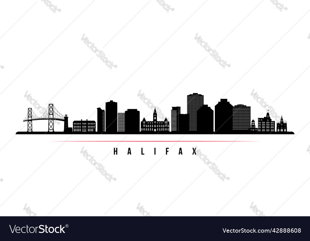 Halifax skyline horizontal banner black and white Vector Image