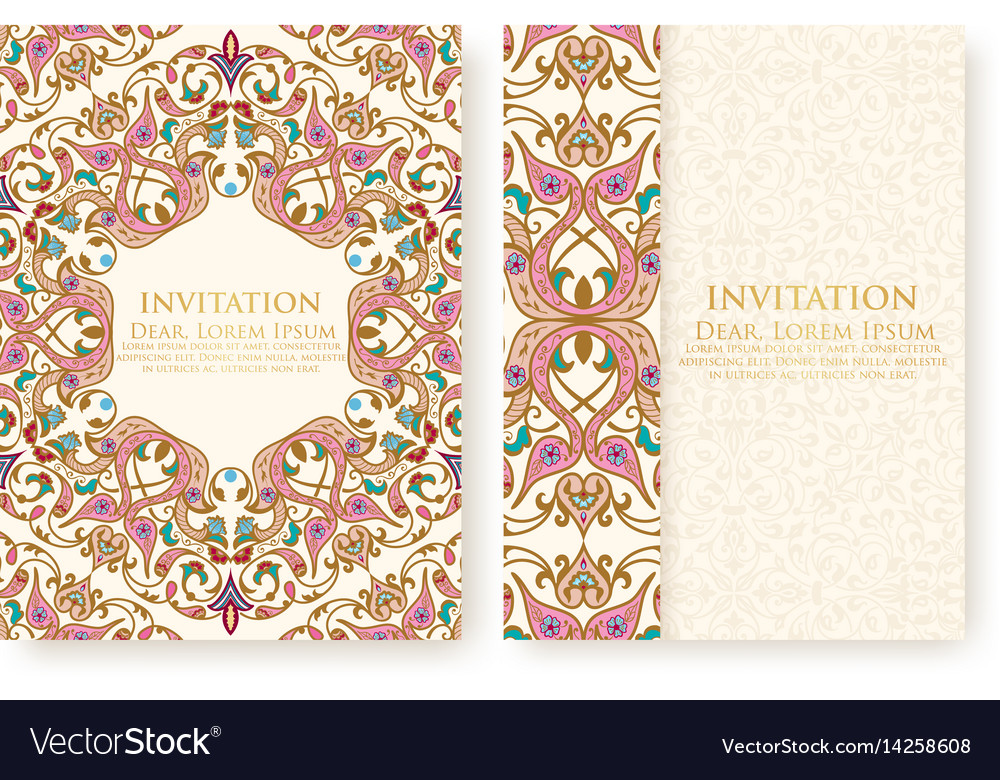 Invitation cards with ethnic Royalty Free Vector Image