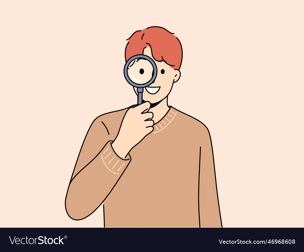Man Examining Data with Magnifying Glass
