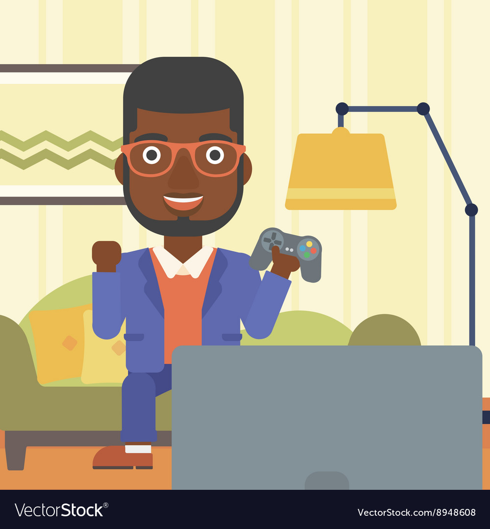 Man playing video game