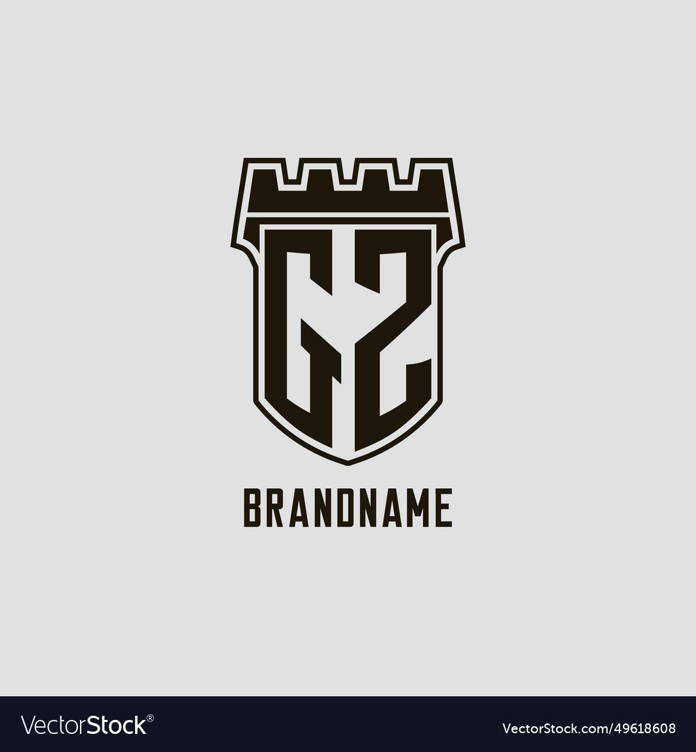 Monogram gz with shield fortress logo design style