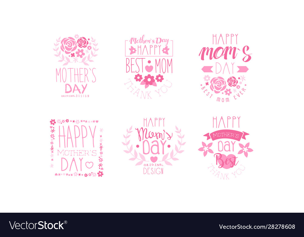 Mother day greeting labeles and logos set