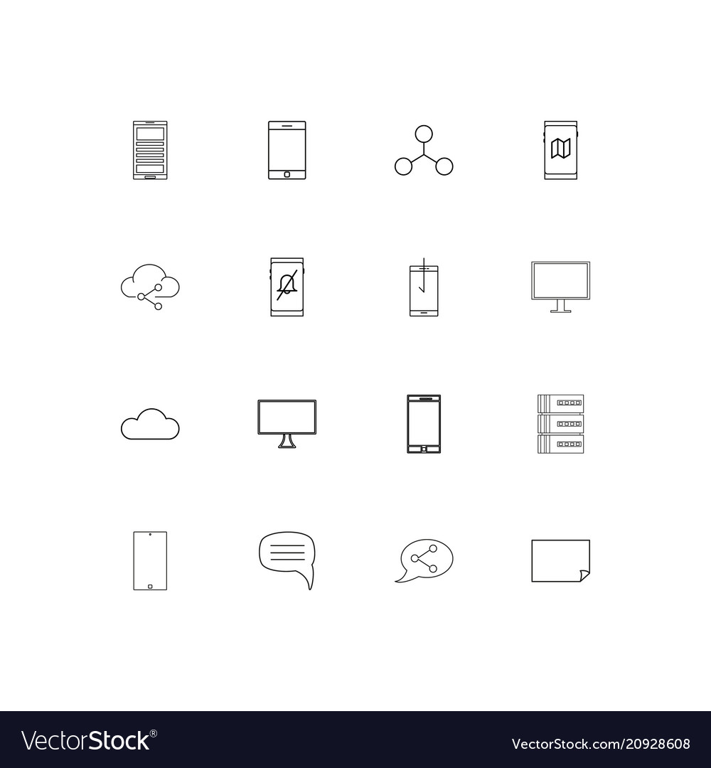Network and database linear thin icons set