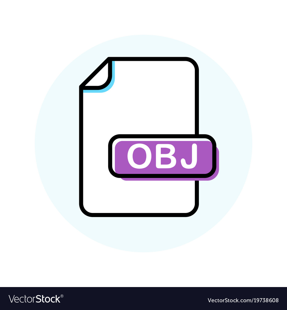 Obj file format extension color line icon