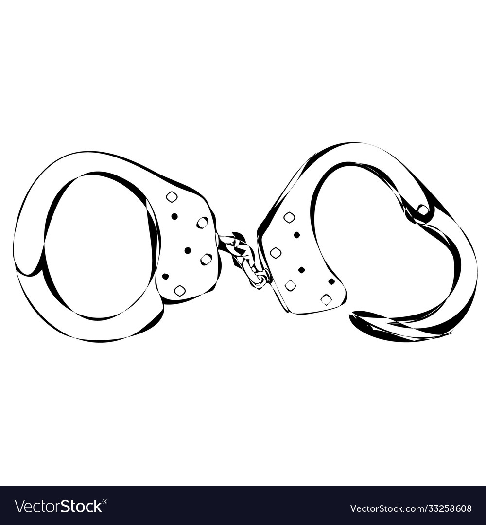 On white background handcuffed sketch Royalty Free Vector