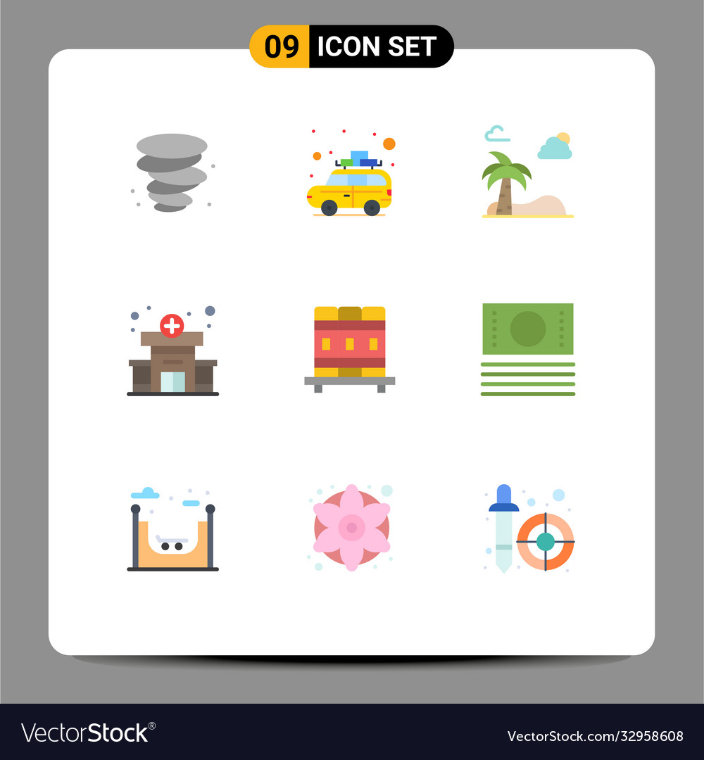 Pictograph set 9 simple flat colors cash