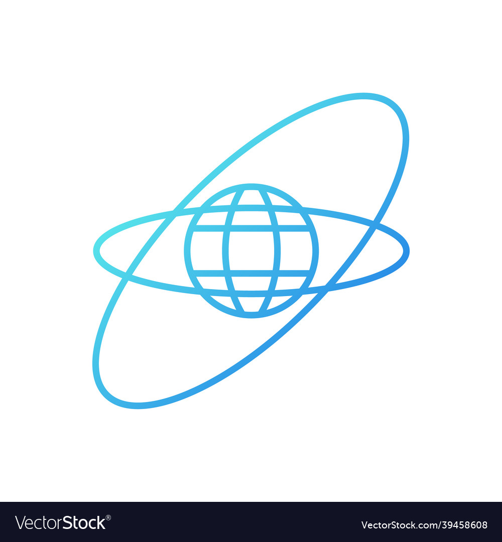 Satellite orbits trajectories gradient linear icon vector image Satellite orbits trajectories gradient linear icon