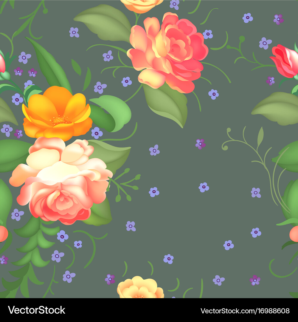 Seamless pattern roses beautiful Royalty Free Vector Image