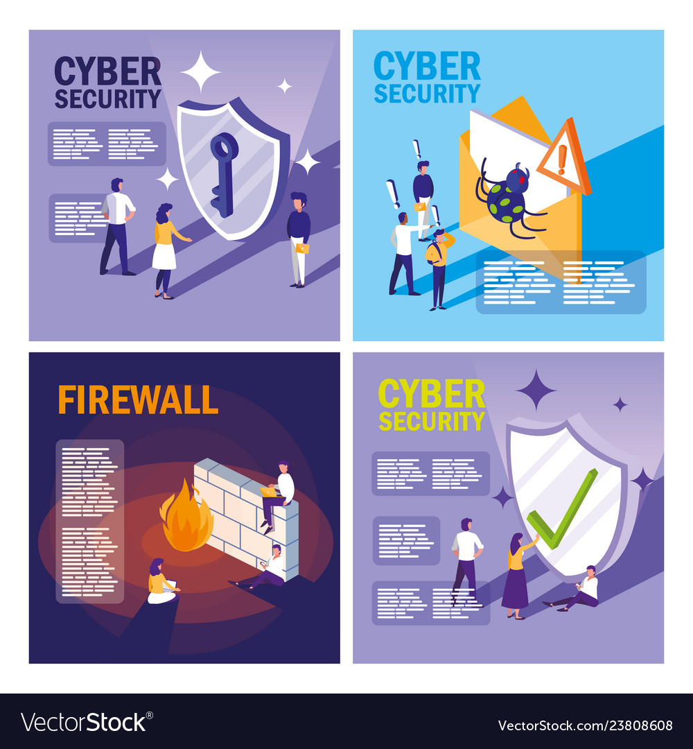 Set icons of cyber security