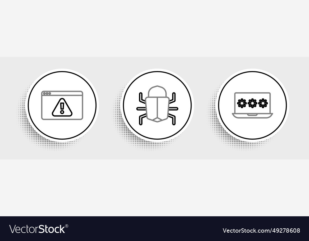 Set line laptop with password browser exclamation vector image Set line laptop with password browser exclamation