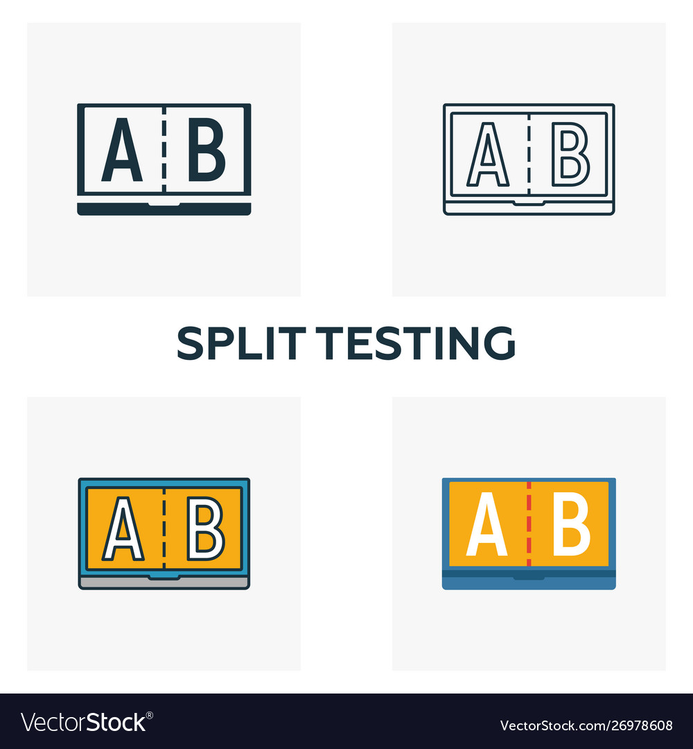 Split testing icon set four elements in different vector image Split testing icon set four elements in different