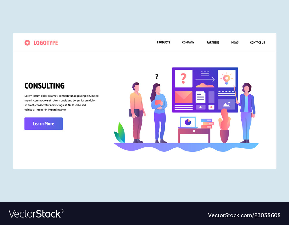 Web site onboarding screens business consulting Vector Image