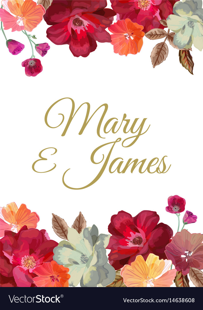 Wedding invitation with floral background hand