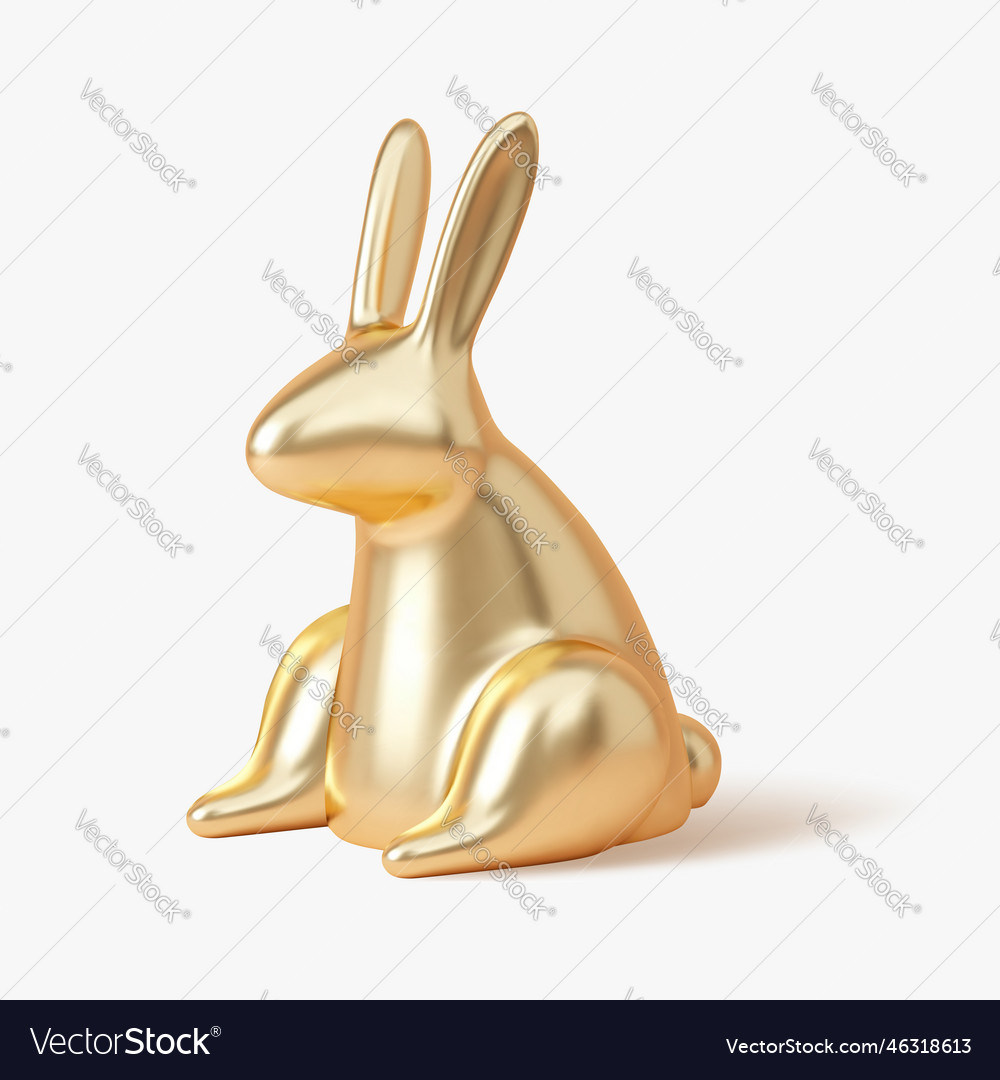 3d golden rabbit isolated on white