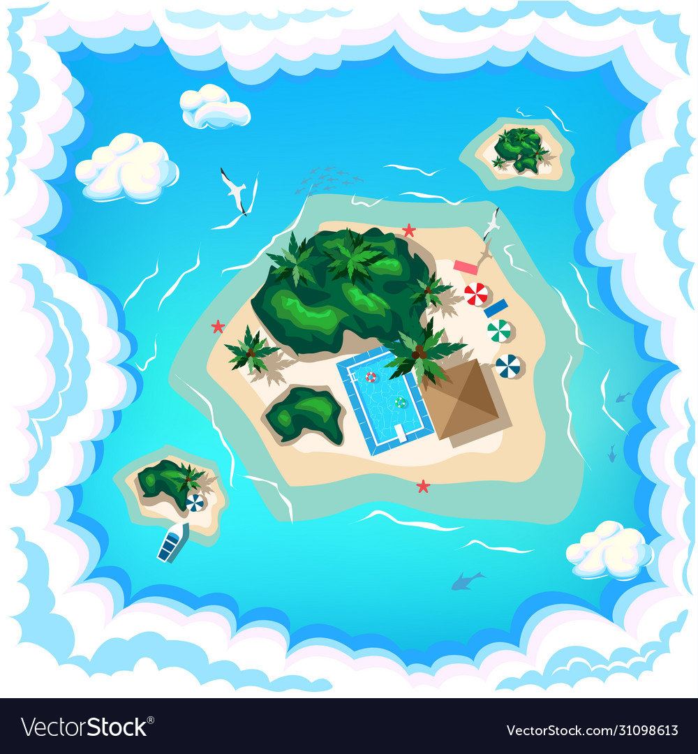 Aerial View A Tropical Beach Royalty Free Vector Image