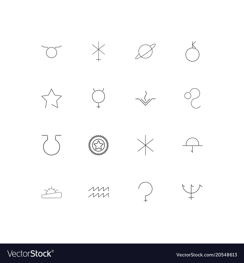 Astrology simple linear icons set outlined