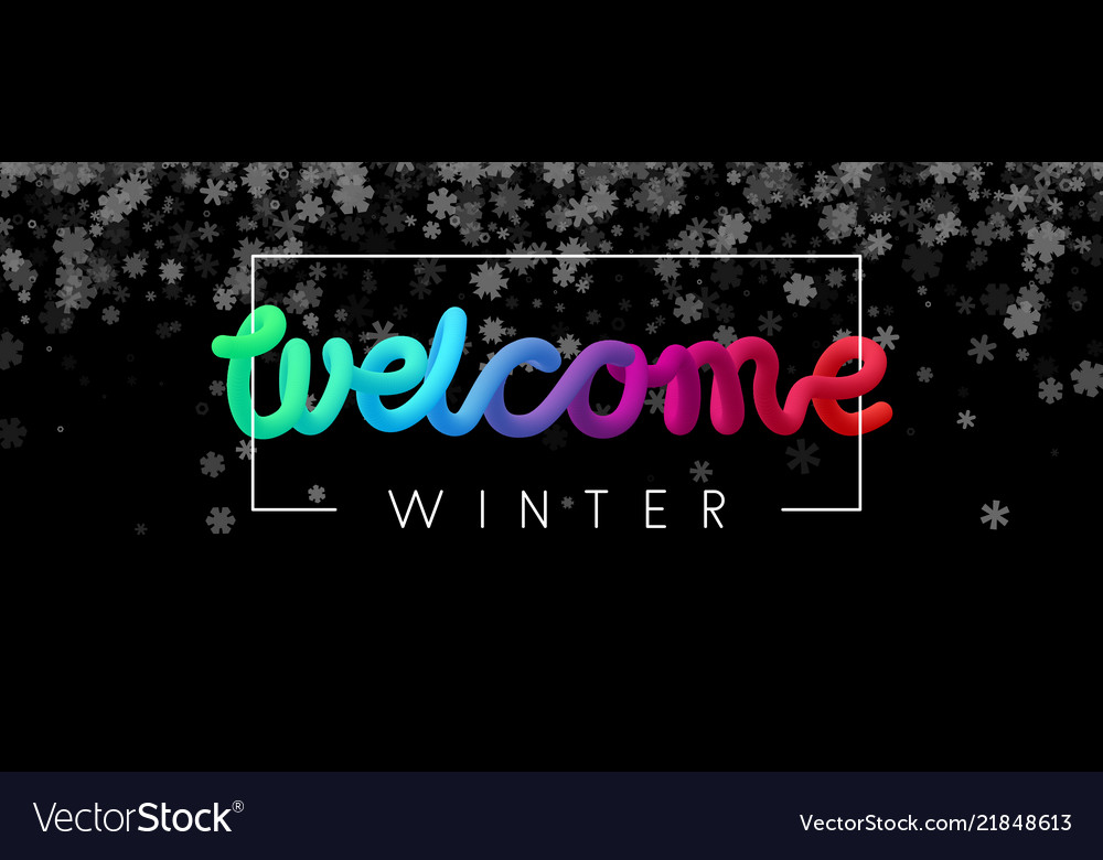 Black welcome winter banner with beautiful Vector Image