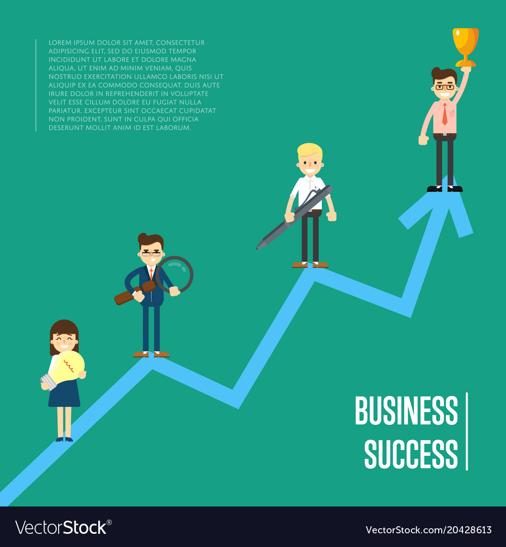 Business success banner with peole