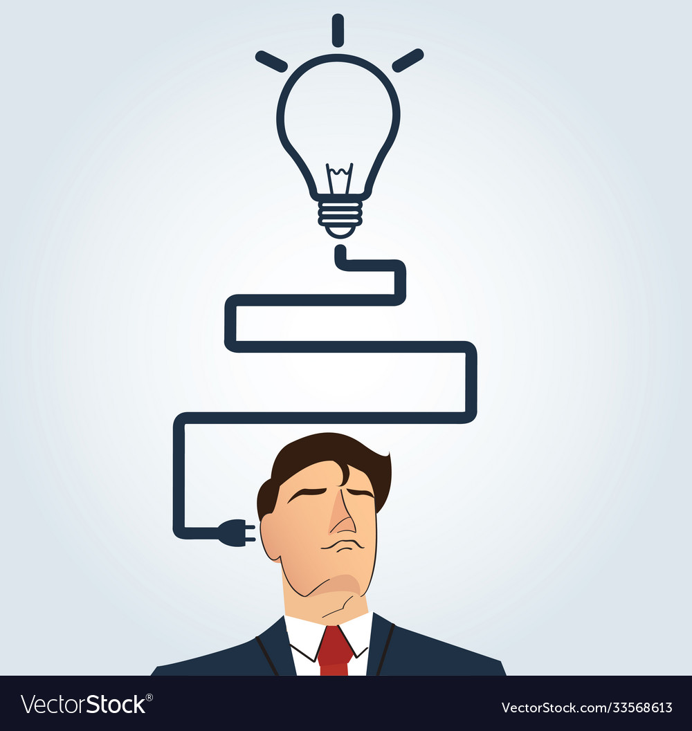 Businessman thinking with light bulb shape