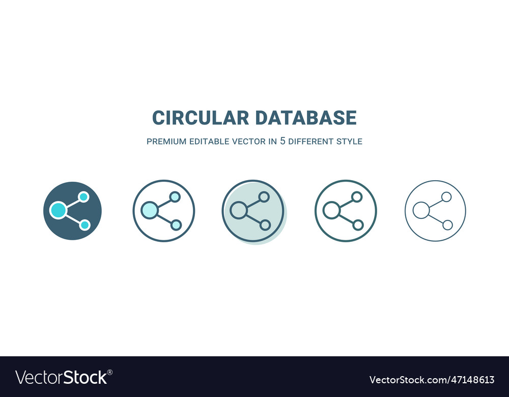 Circular database icon in 5 different style vector image Circular database icon in 5 different style